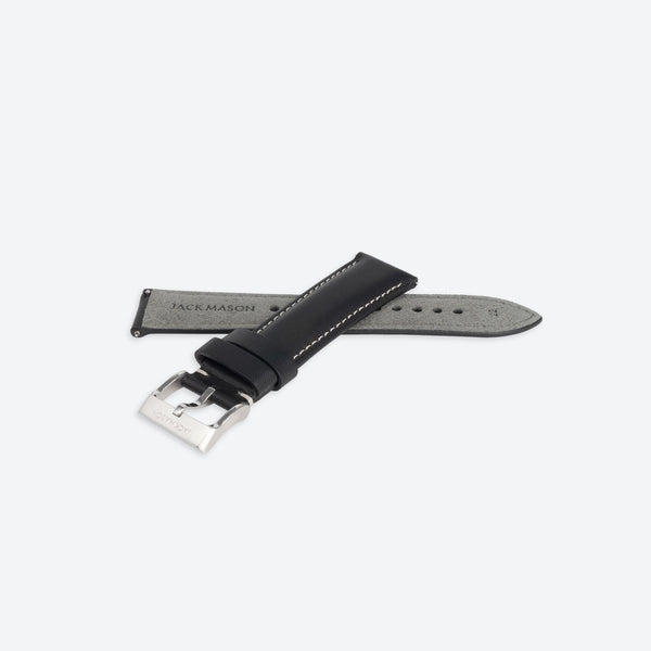 22mm Black Leather Strap Jack Mason