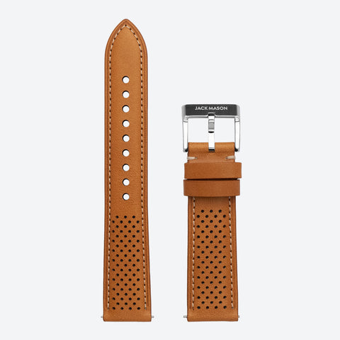 20mm perforated Tan Leather Strap – Jack Mason - Main Image