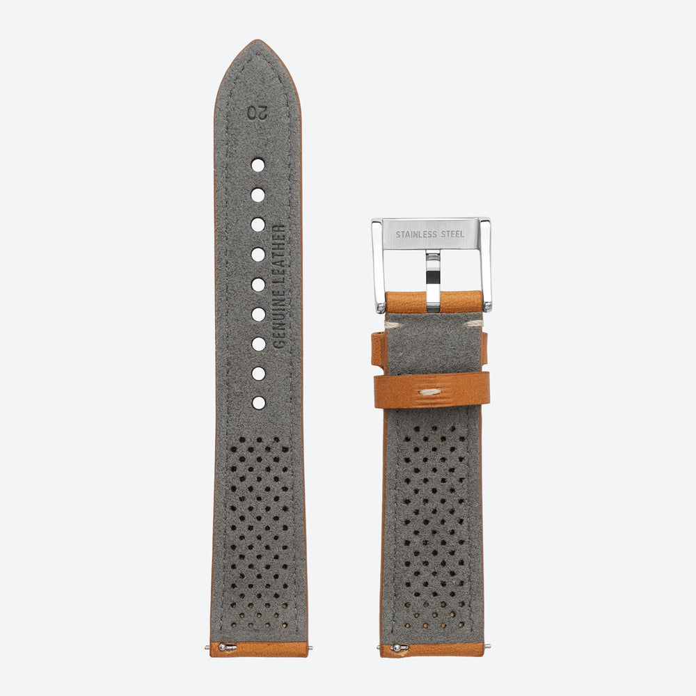 20mm perforated Tan Leather Strap