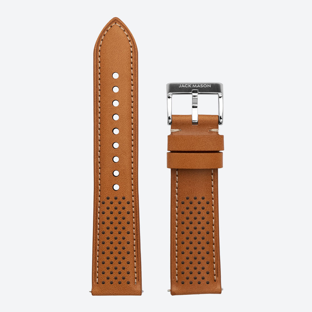 22mm perforated Tan Leather Strap