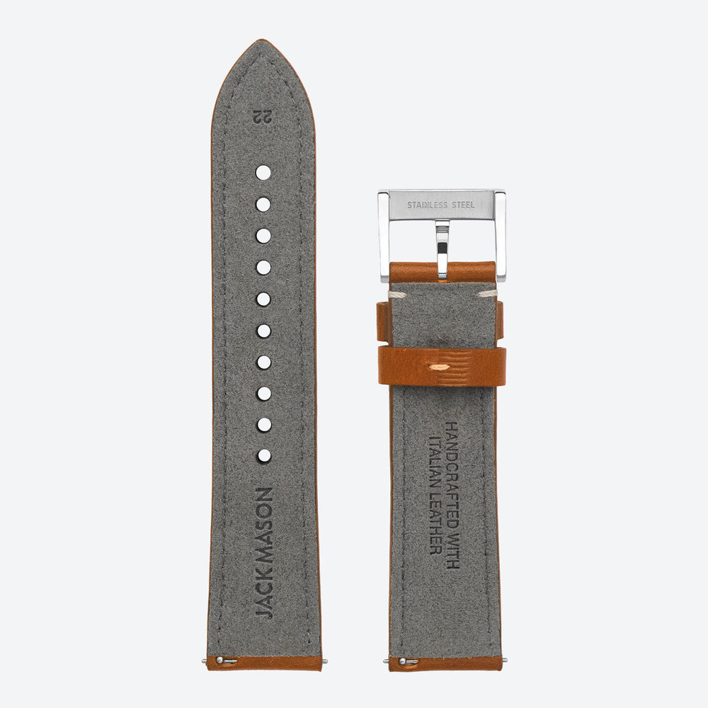 22mm Stitched Tan Leather Strap