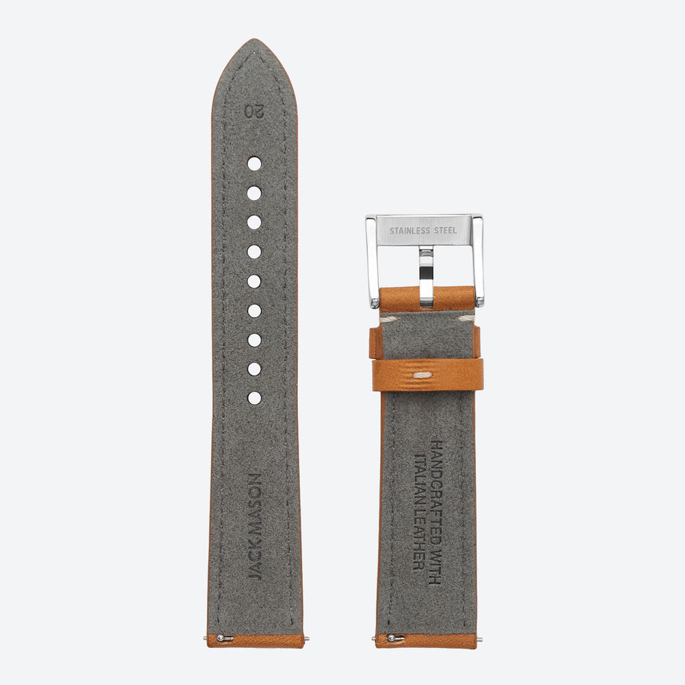 20mm Stitched Tan Leather Strap
