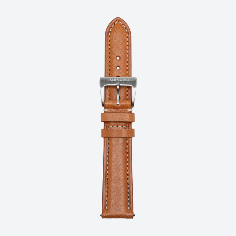 18mm Stitched Tan Leather Strap