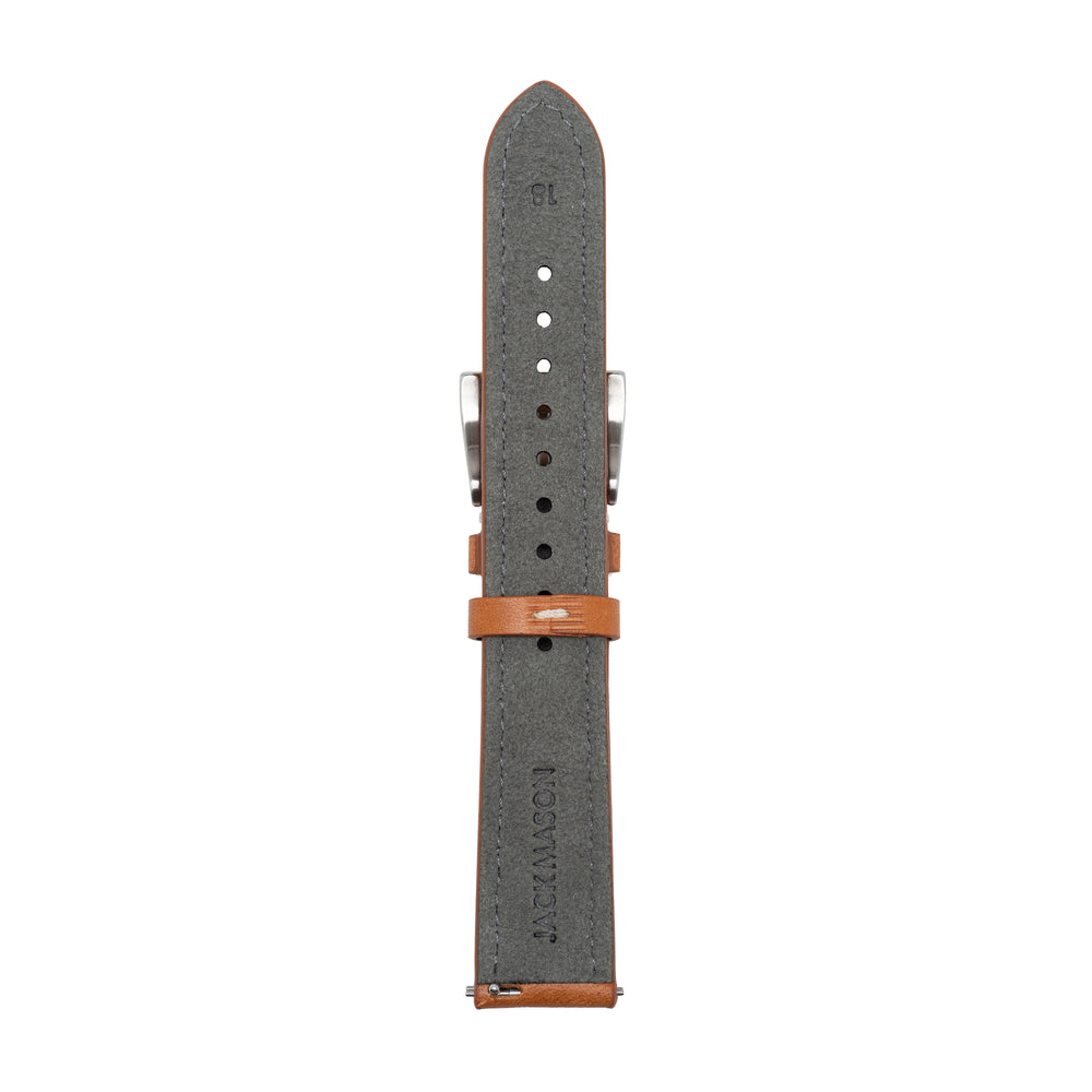 18mm Stitched Tan Leather Strap