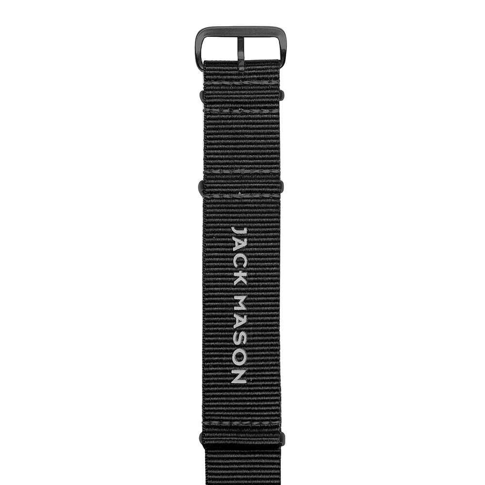 backside of the 22mm black nato nylon watch strap by Jack Mason