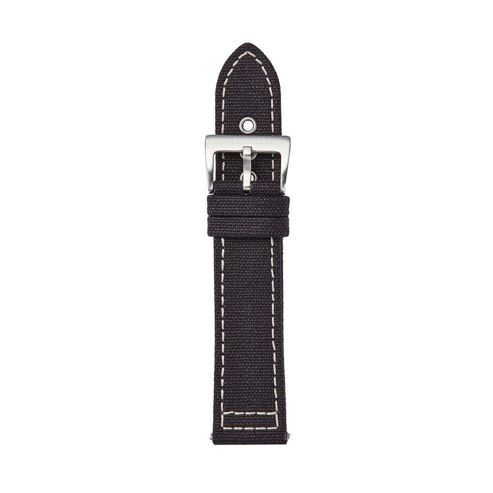 black canvas 22mm watch strap